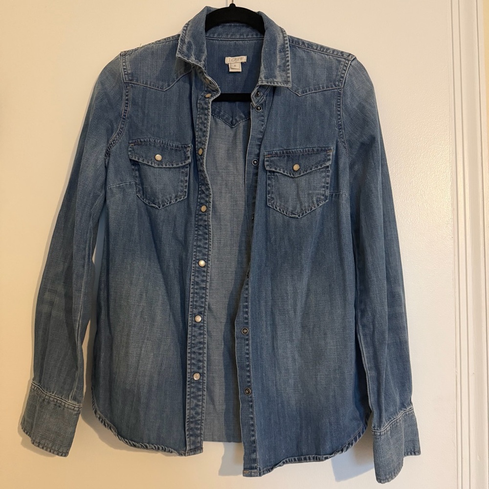 Y2K JCrew Women’s Denim Button-Up Shirt Long Sleeves